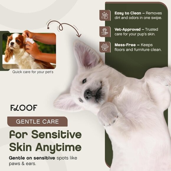 Hypoallergenic Dog Wipes – Natural Aloe Grooming Wipes for Paws Face Ears Eyes & - Picture 4 of 9